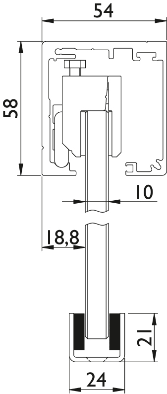 Artikelbild 3 des Artikels San Remo Schiebetürbeschlag Glas 9171.AL-F9