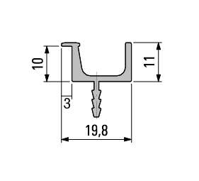 Griffleiste Typ L04, Alu EV1 elox., Länge 2500mm