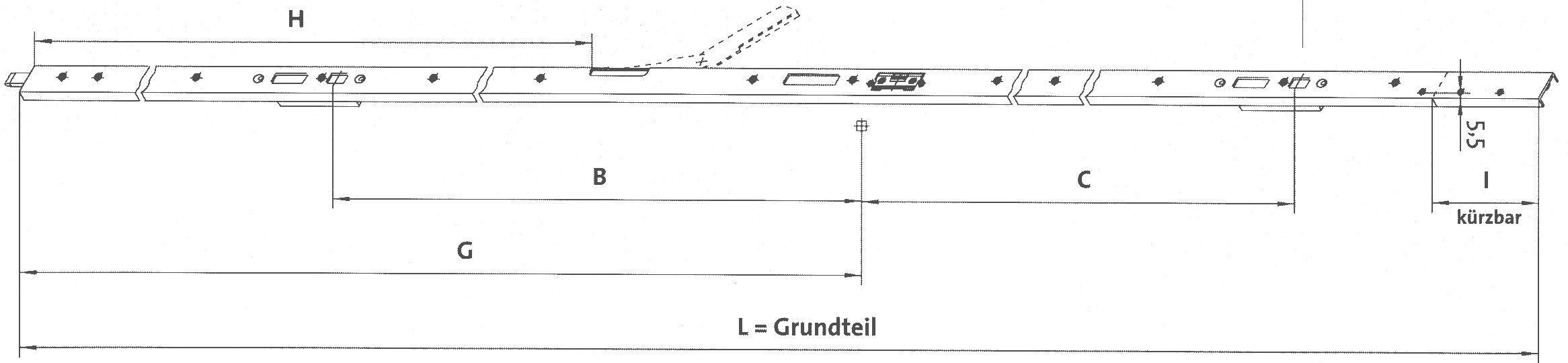 Artikelbild 1 des Artikels KFV Stulpflügelleiste 2 flg. BS60-733-ERQH Links KFV Stulpflügelleiste 2 flg. BS60-733-ERQH Links