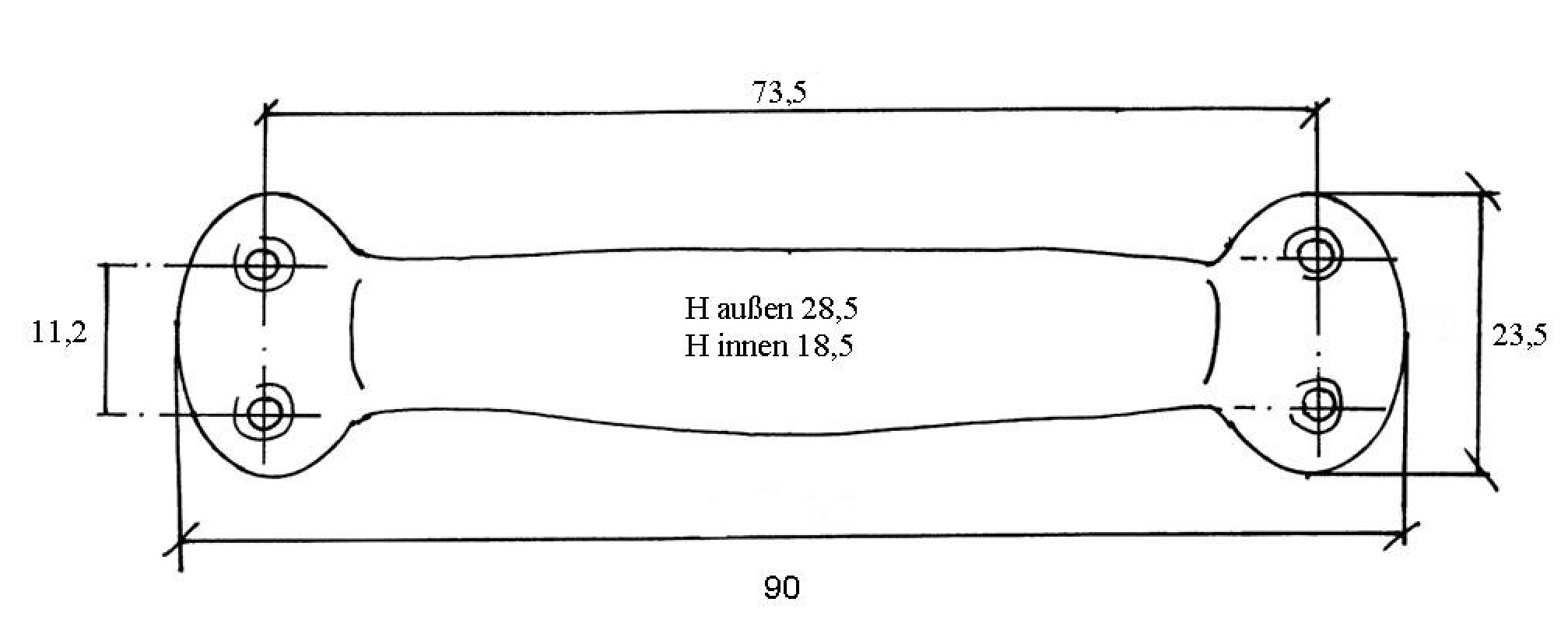 Artikelbild 2 des Artikels Hohlgriff 90 mm Eisen vernickelt