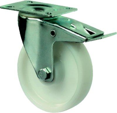 Artikelbild 2 des Artikels Lenkrolle mit Feststeller Ø100mm Kunststoff weiß