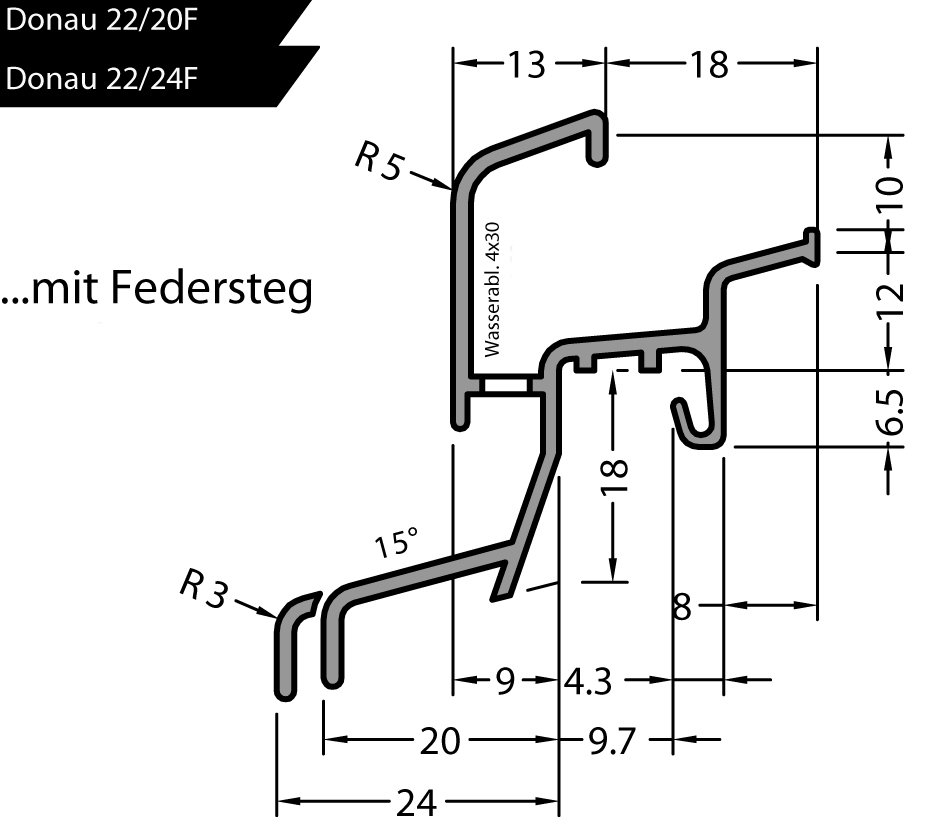 Artikelbild 1 des Artikels Regenschutzschiene Donau 22/20 F - EV 1 Regenschutzschiene Donau 22/20 F - EV 1