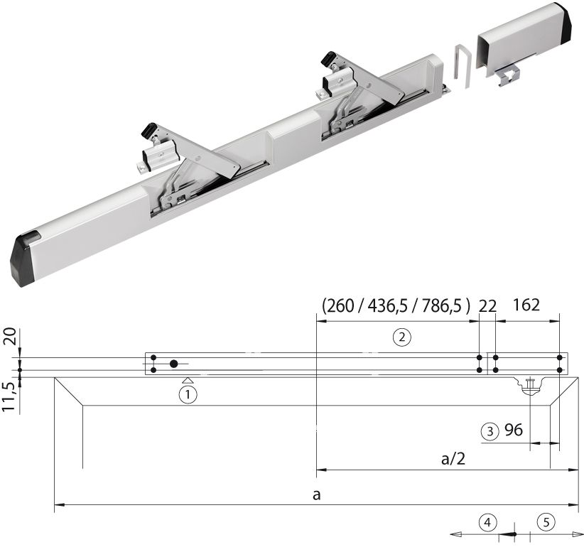 GEZE Verriegelungsmodul f. E170  A=8,5mm weiß