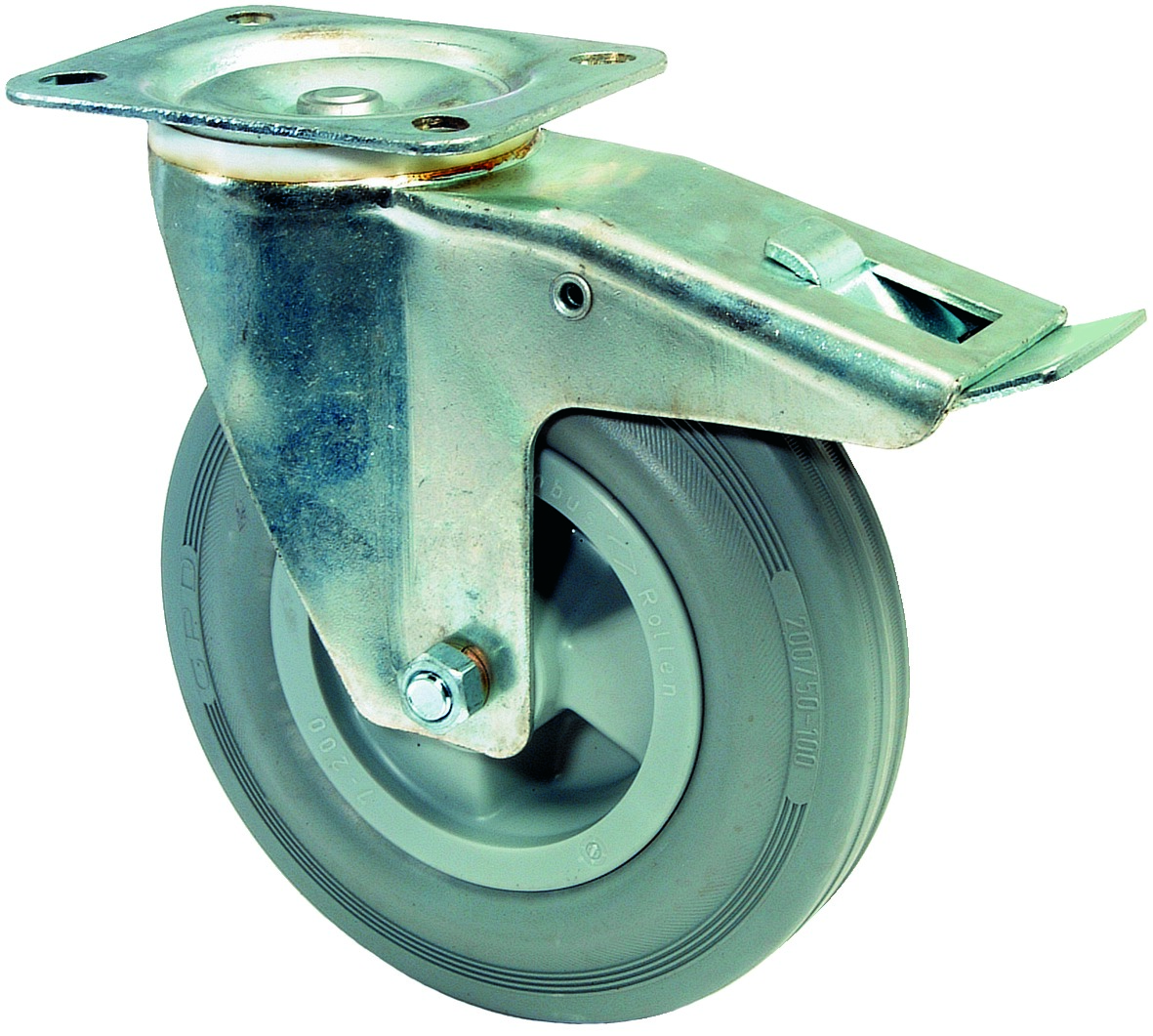 Artikelbild 2 des Artikels Lenkrolle mit Feststeller Ø100mm Gummi grau