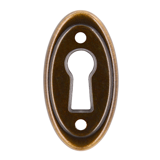 Schlüsselschild Oval, Messing antik, Höhe 37mm