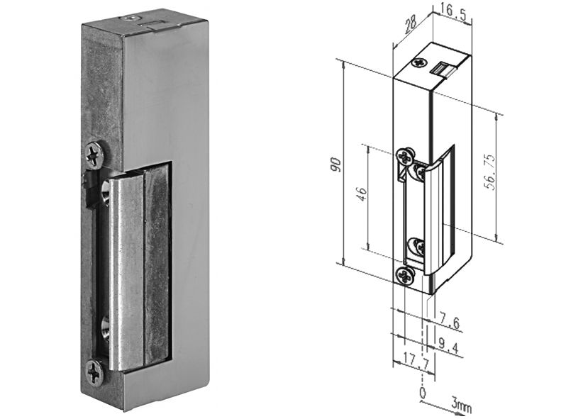 Artikelbild 1 des Artikels Türöffner 19 E ohne Schließblech 6-12V Din links Türöffner 19 E ohne Schließblech 6-12V Din links