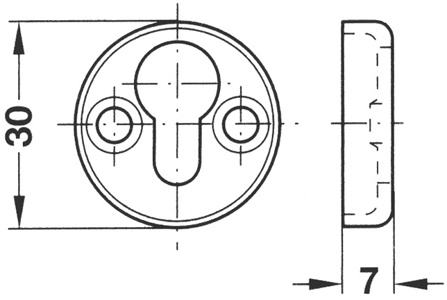 Artikelbild 1 des Artikels Runder einzulassender Bettbeschlag Ø 30 x 7 mm Runder einzulassender Bettbeschlag Ø 30 x 7 mm