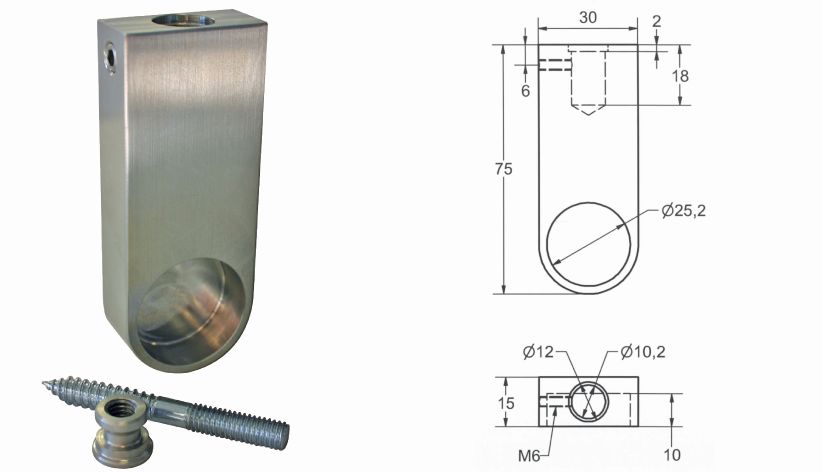 Edelstahl Hutbodenlagerset z. Schrauben für 25mm