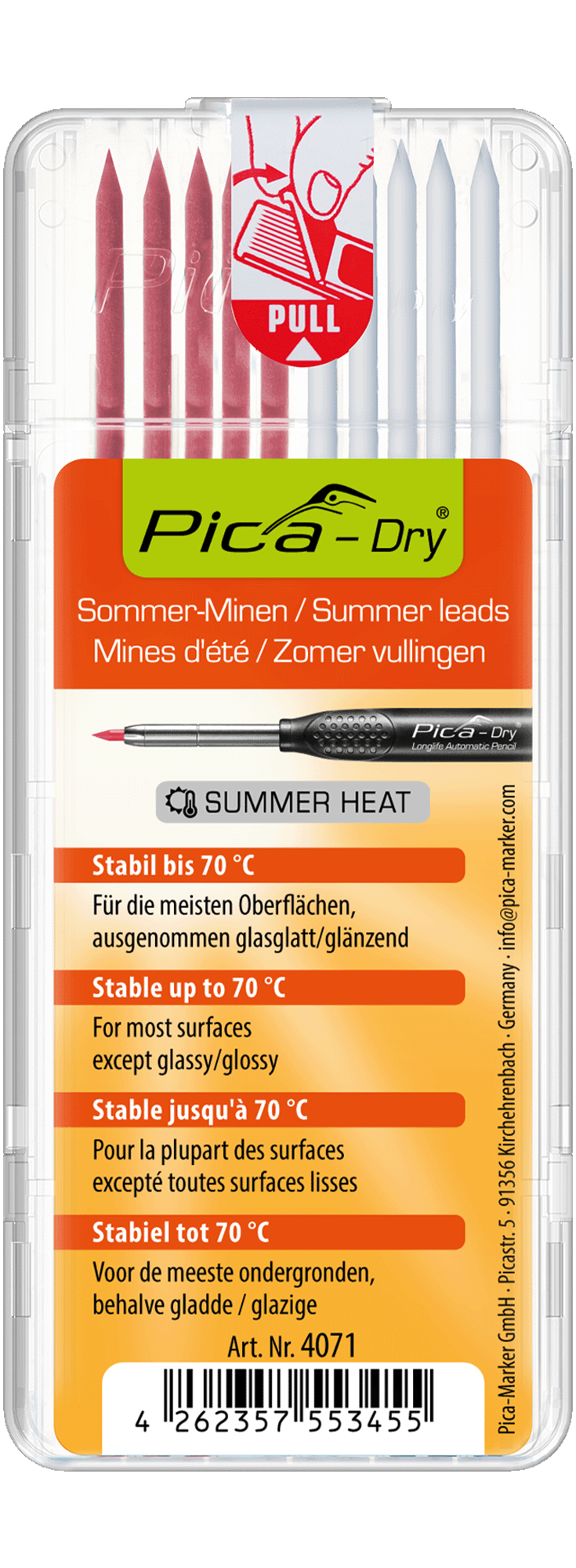 Pica DRY Sommerminen stabil bis 70°C