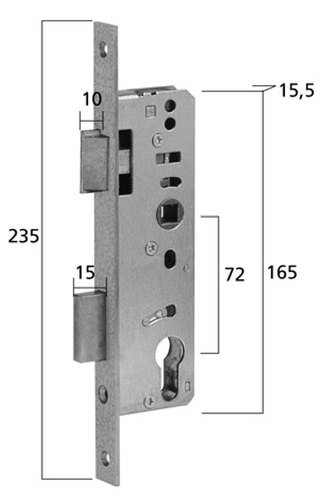 Artikelbild 1 des Artikels ZT-Einsteckschloß  25mm PZW links 20 mm kantig ZT-Einsteckschloß  25mm PZW links 20 mm kantig