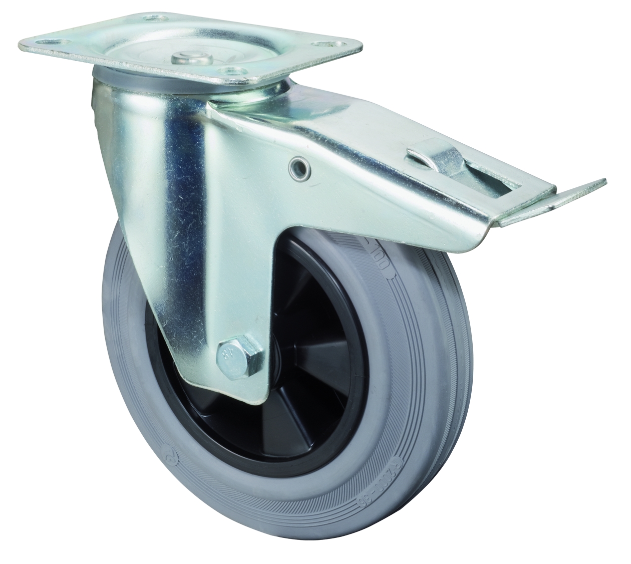 Artikelbild 1 des Artikels Lenkrolle mit Feststeller Ø100mm Gummi grau Lenkrolle mit Feststeller Ø100mm Gummi grau