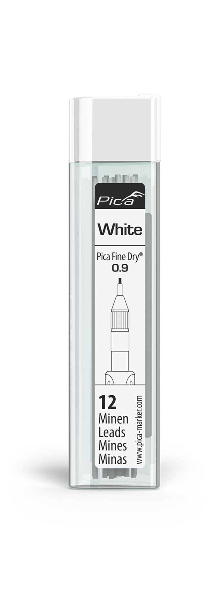 Pica Fine-Dry Minen-Set Weiß, 12 Stück
