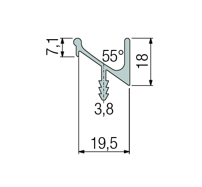 Griffleiste Typ C1, Alu EV1 eloxiert, Länge 2500mm