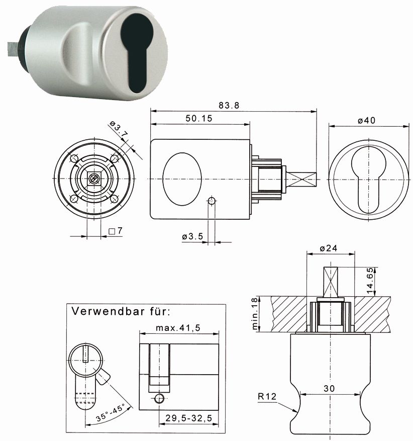 Artikelbild 1 des Artikels JuNie Dreholive PZ 3570/40 Ø mm vernickelt ls./rs. JuNie Dreholive PZ 3570/40 Ø mm vernickelt ls./rs.