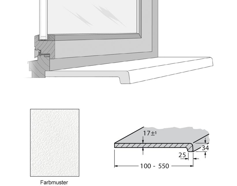 Werzalit Fensterbank Exclusiv 34/250mm polarweiß