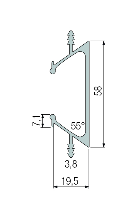 Griffleiste Typ C3, Alu EV1 eloxiert, Länge 2500mm