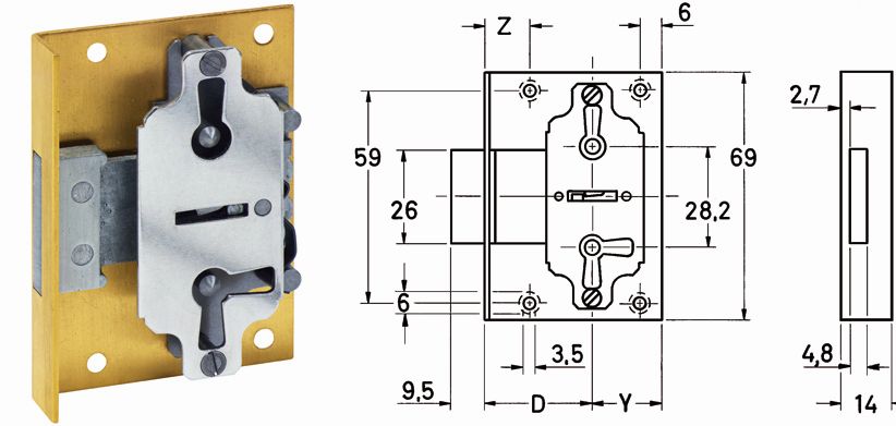 Artikelbild 1 des Artikels JuNie Möbel Einlasschloss 619/20mm Dorn, JuNie Möbel Einlasschloss 619/20mm Dorn,