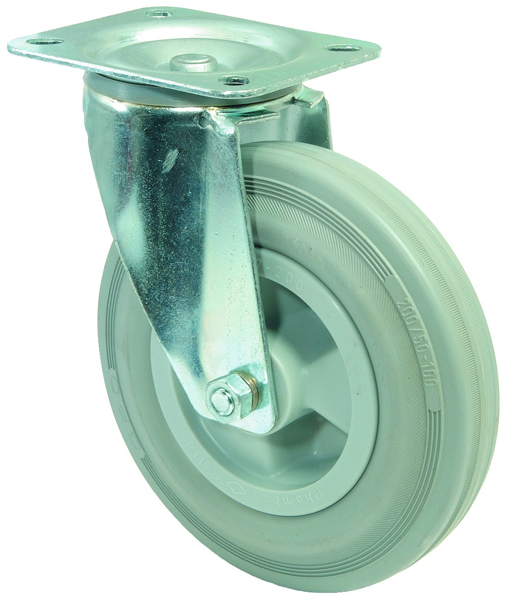 Artikelbild 2 des Artikels Lenkrolle Ø100mm Gummi grau Bauhöhe 128mm