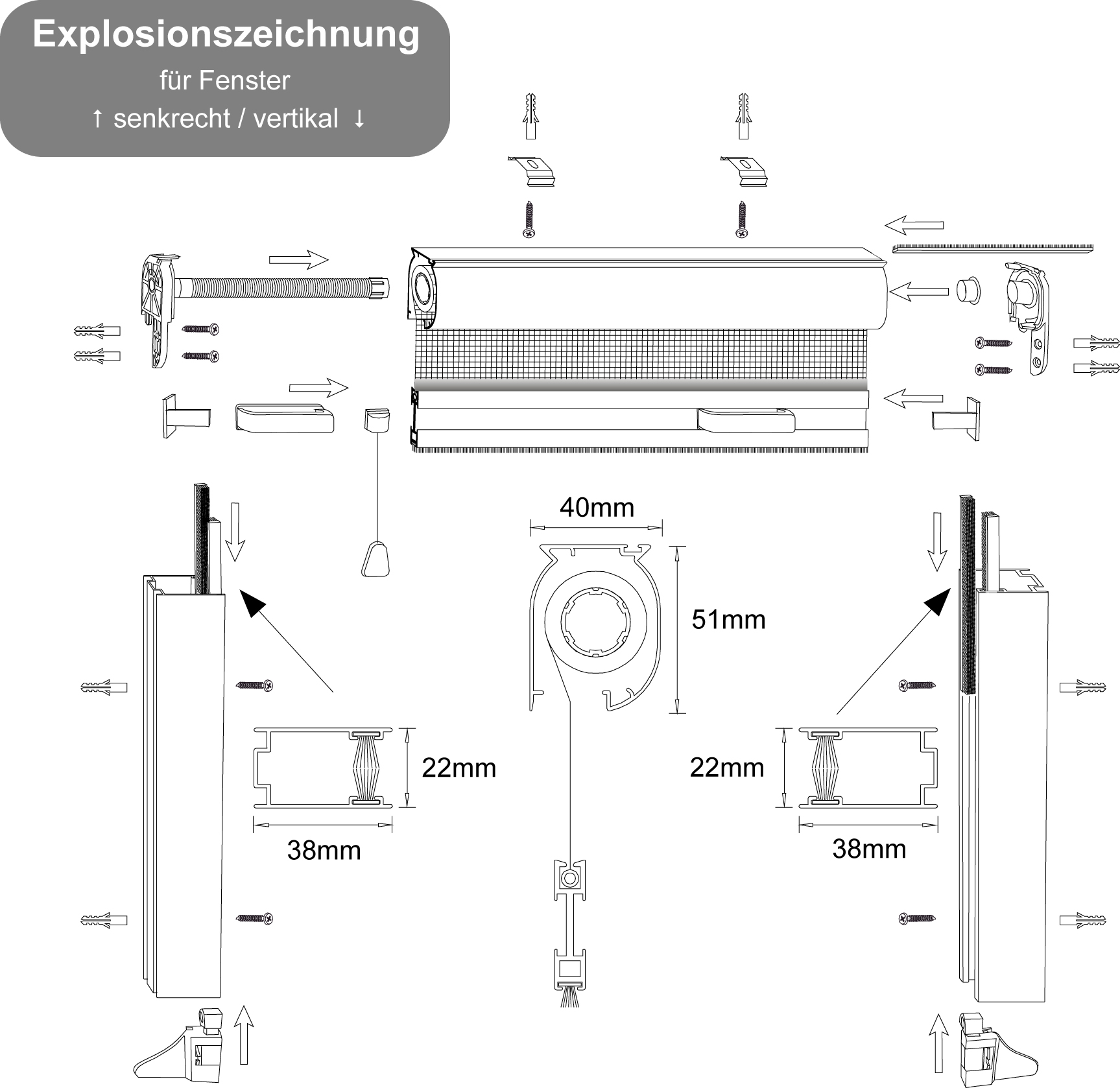 Artikelbild 1 des Artikels Insekten-Rollo für Fenster B 1000 x H 1500 mm weiß Insekten-Rollo für Fenster B 1000 x H 1500 mm weiß