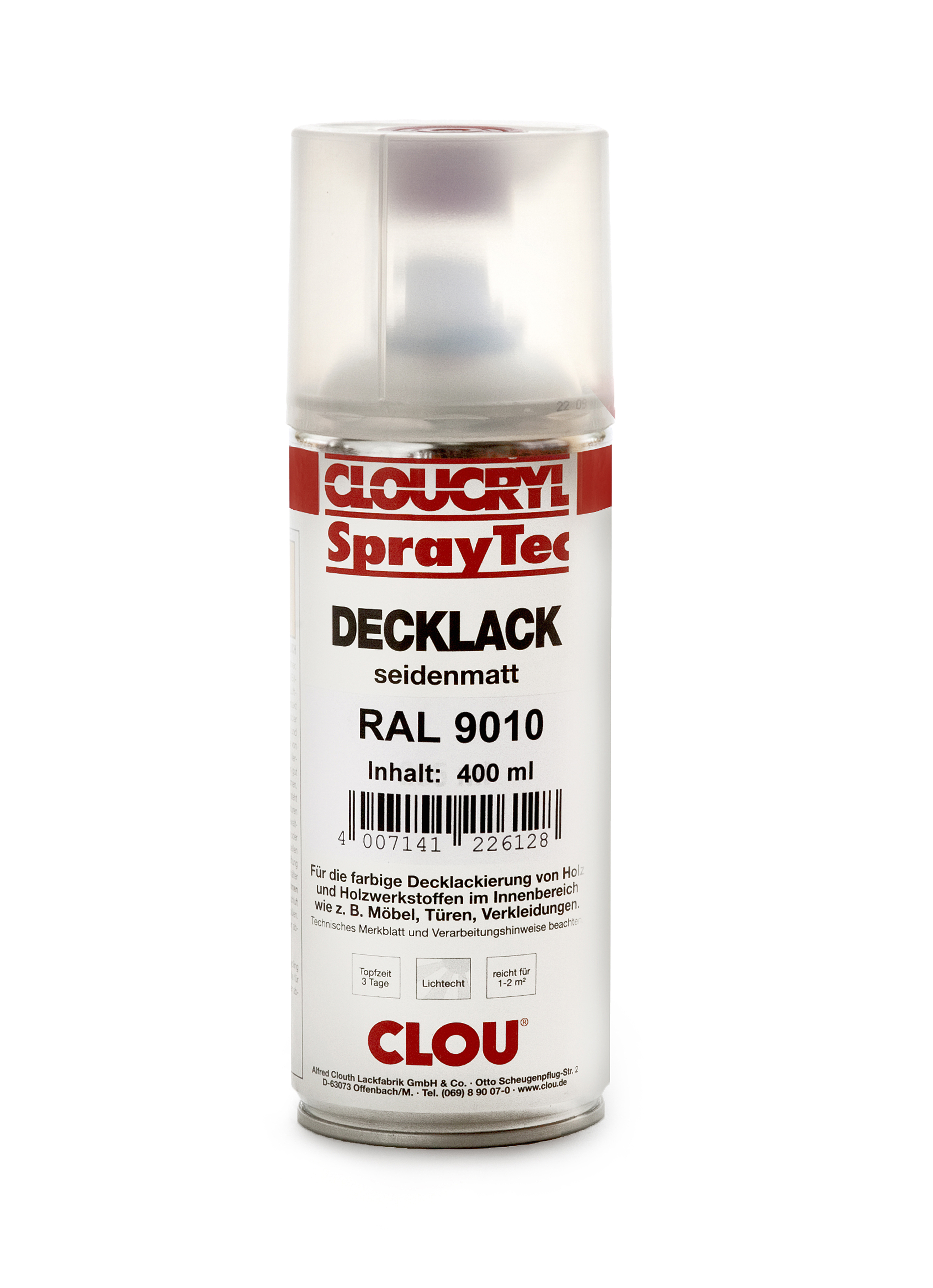 CLOU SprayTec 2-K Decklack RAL 9010 / 400ml
