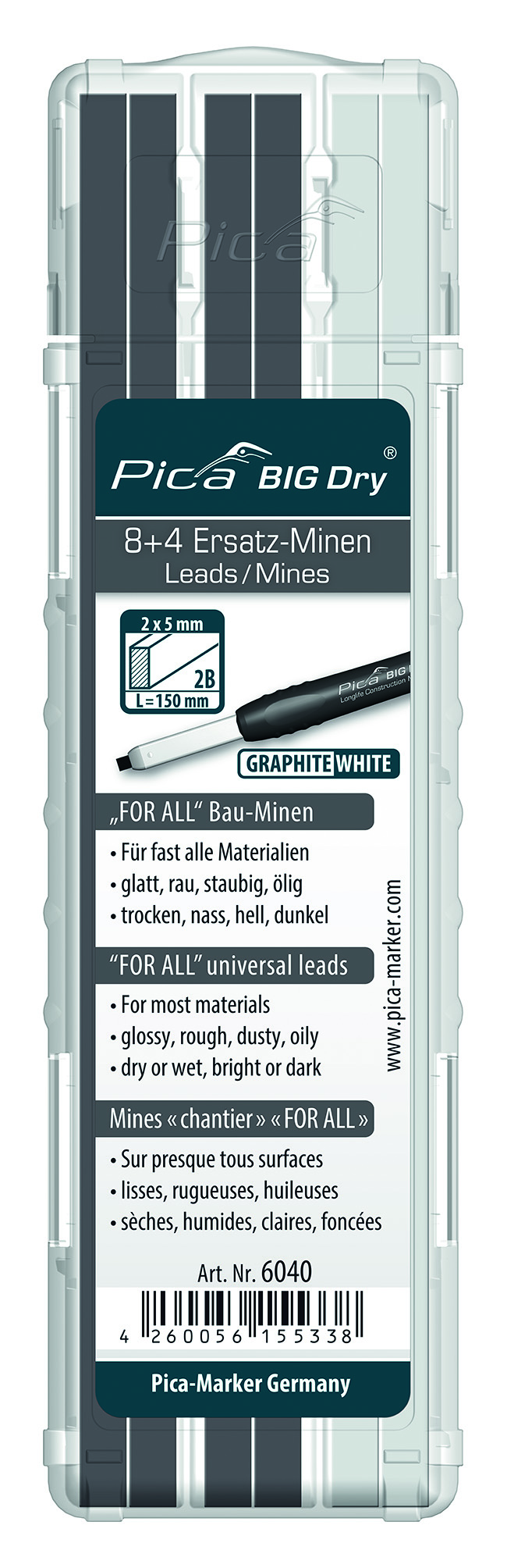 Pica Big Dry Ersatz-Minen For All/weiß/rot