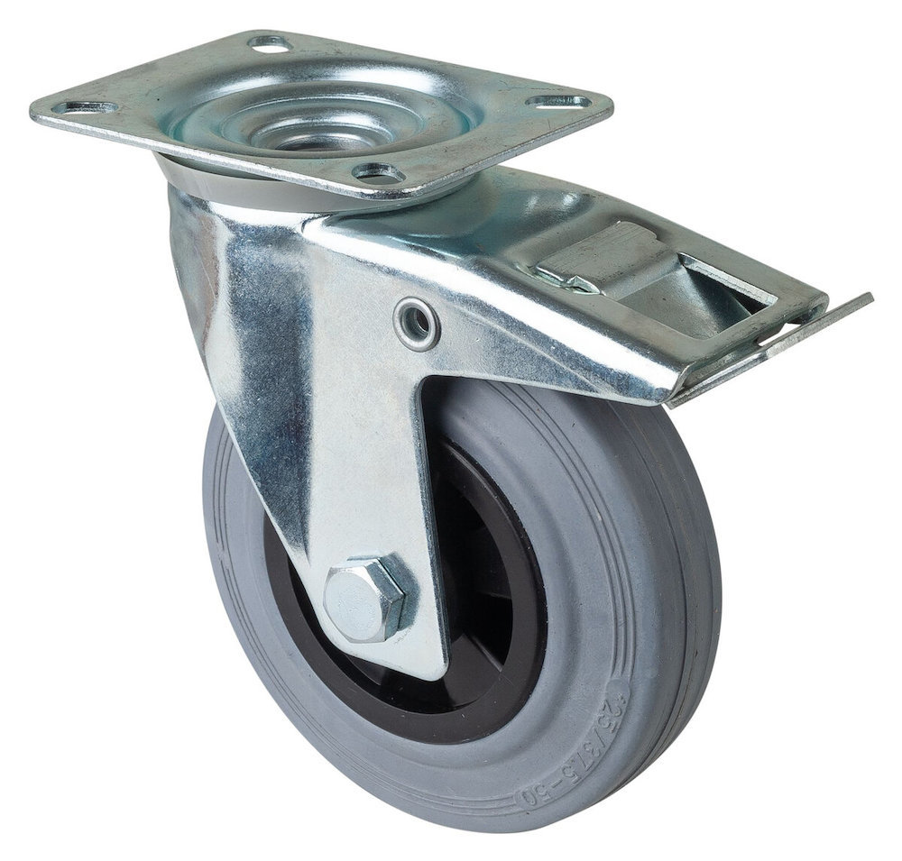 Artikelbild 4 des Artikels Lenkrolle mit Feststeller Ø125mm Gummi grau