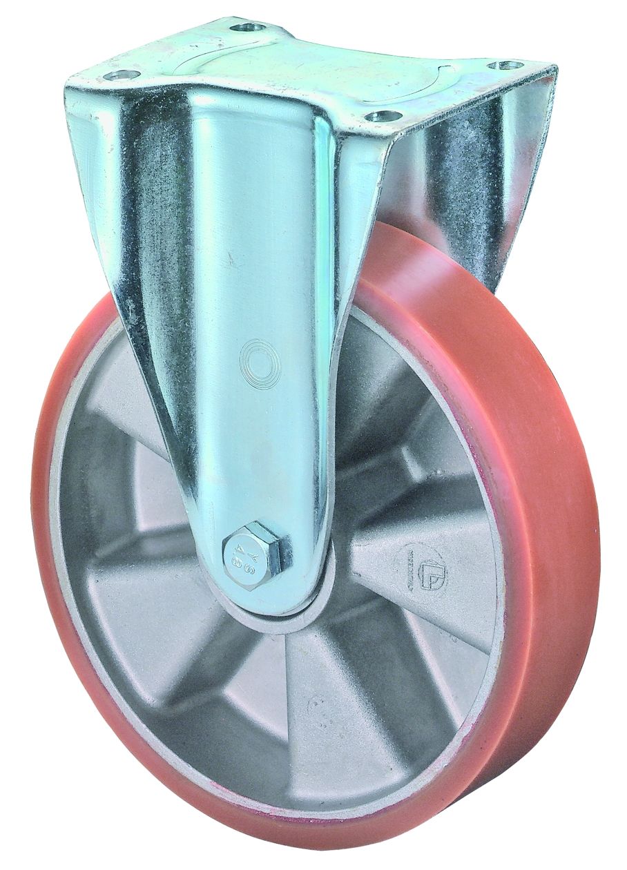 Artikelbild 1 des Artikels Schwerlast-Bockrolle Ø100mm Polyurethan rot Schwerlast-Bockrolle Ø100mm Polyurethan rot