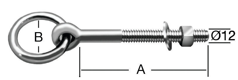 Barrenring Länge 128mm M12 Gewinde hell verzinkt