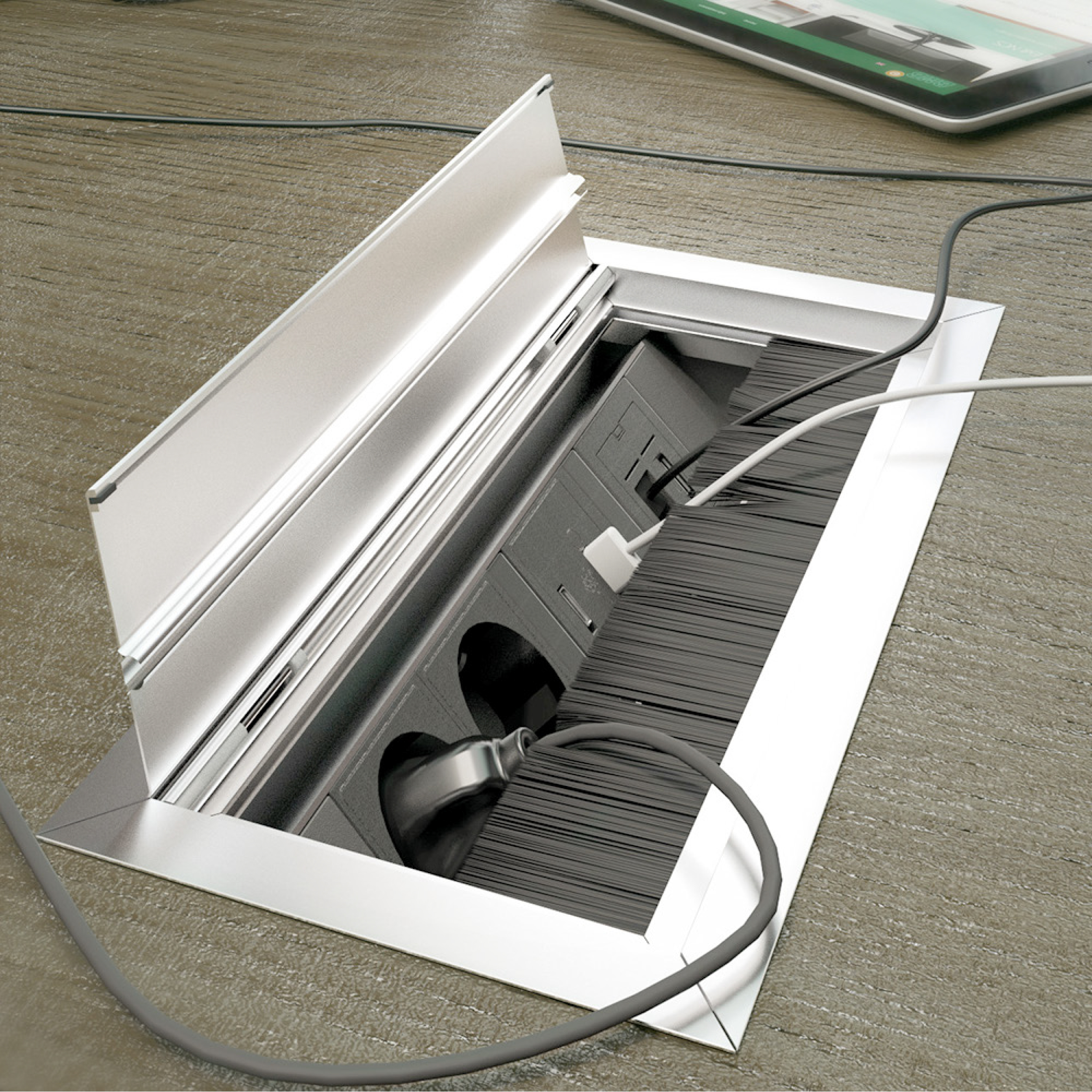 Artikelbild 3 des Artikels Kabeldurchlass mit Steckdosenleiste, Alu Schwarz