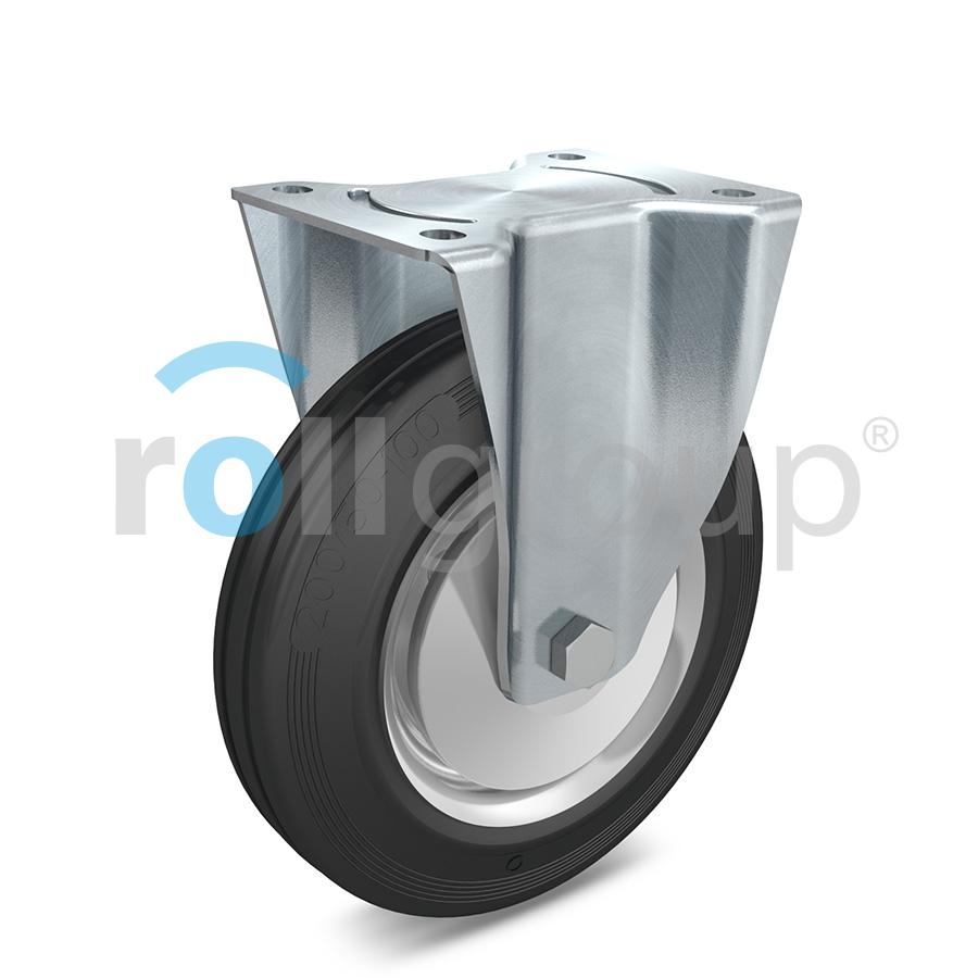 Artikelbild 1 des Artikels Bockrolle, Gummirad schwarz D 100mm, Bauh. 129mm, Bockrolle, Gummirad schwarz D 100mm, Bauh. 129mm,