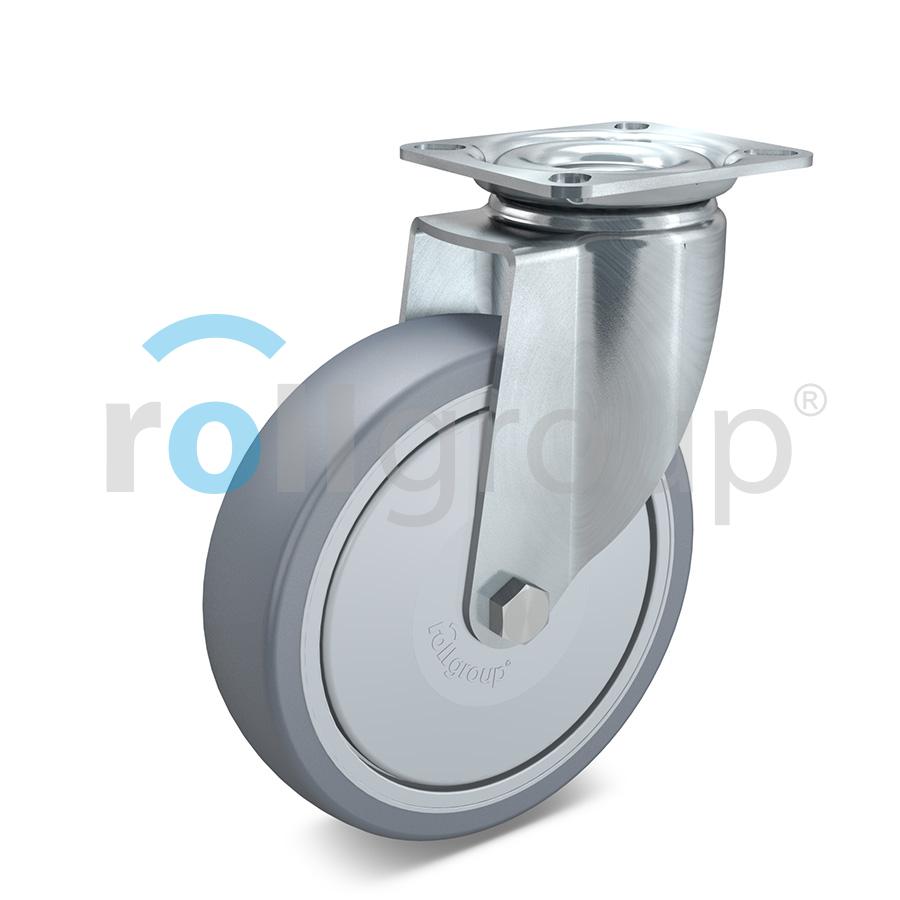 Artikelbild 1 des Artikels Lenkrolle, Gummirad grau, D 125mm, Bauh. 160mm, Lenkrolle, Gummirad grau, D 125mm, Bauh. 160mm,