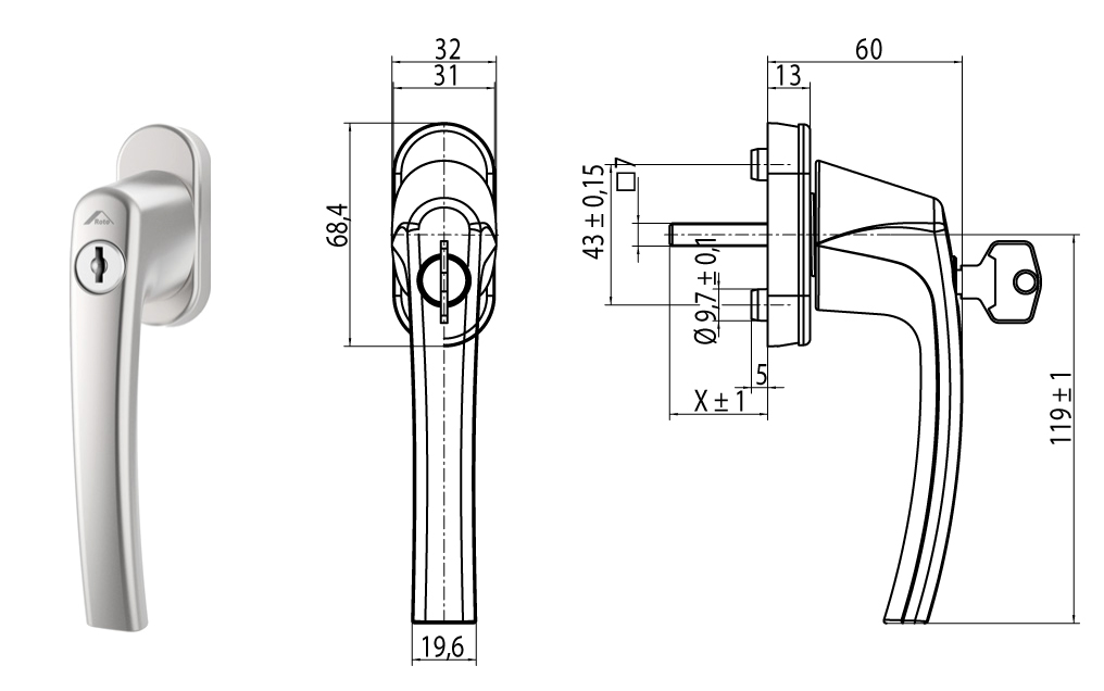 Artikelbild 1 des Artikels 227840 Fenstergriff ROTOline abschließbar titan 227840 Fenstergriff ROTOline abschließbar titan