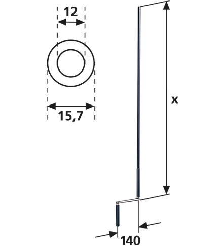 Kurbelstange gestreckte Länge 1,30 m silber EV1