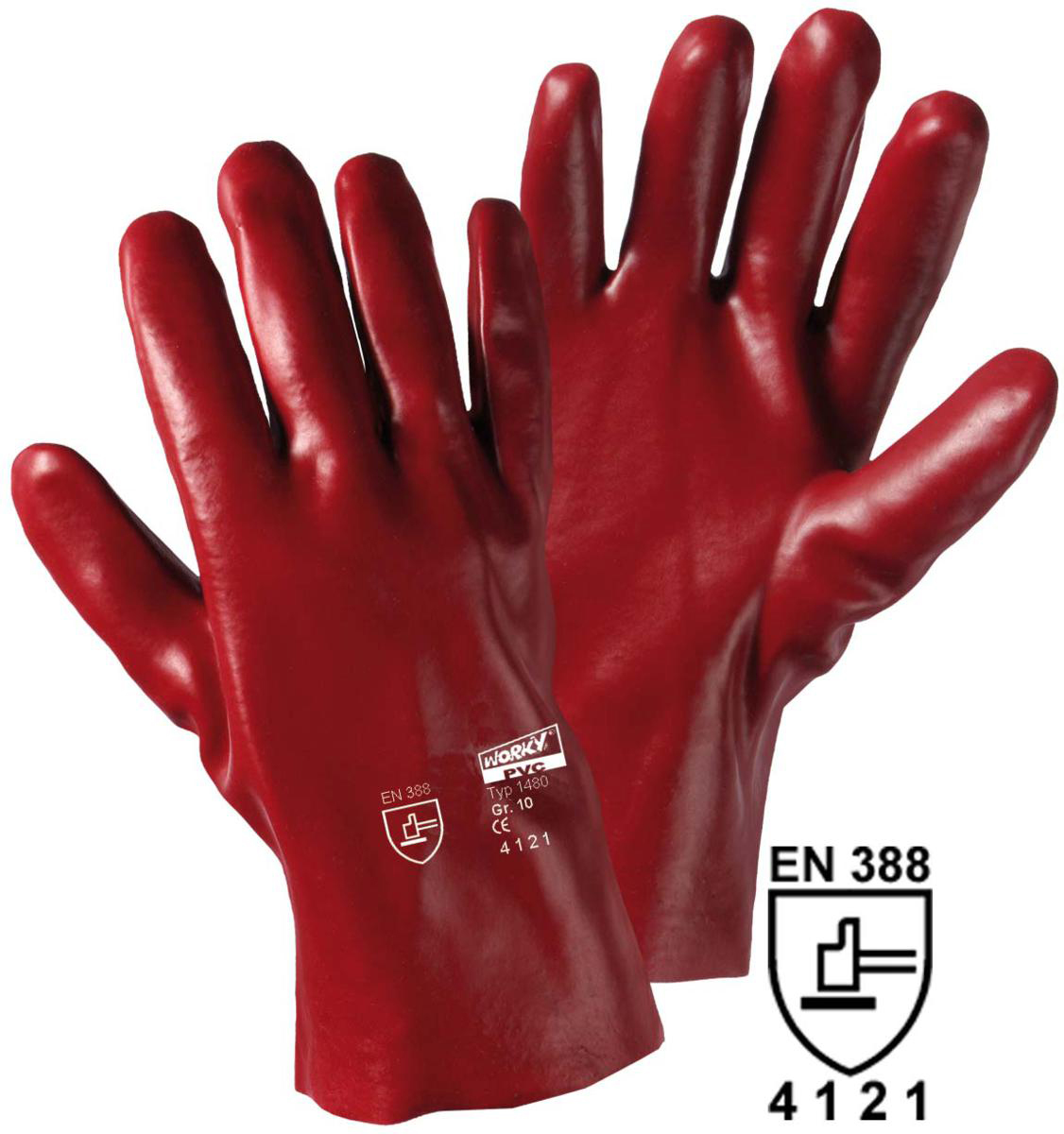 Handschuhe PVC-rotbraun nahtlos 27cm lang