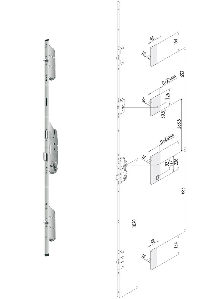 Artikelbild 1 des Artikels Fuhr Türverschluss SB 2 - 45/92/16/10- 2 Bolzen Fuhr Türverschluss SB 2 - 45/92/16/10- 2 Bolzen
