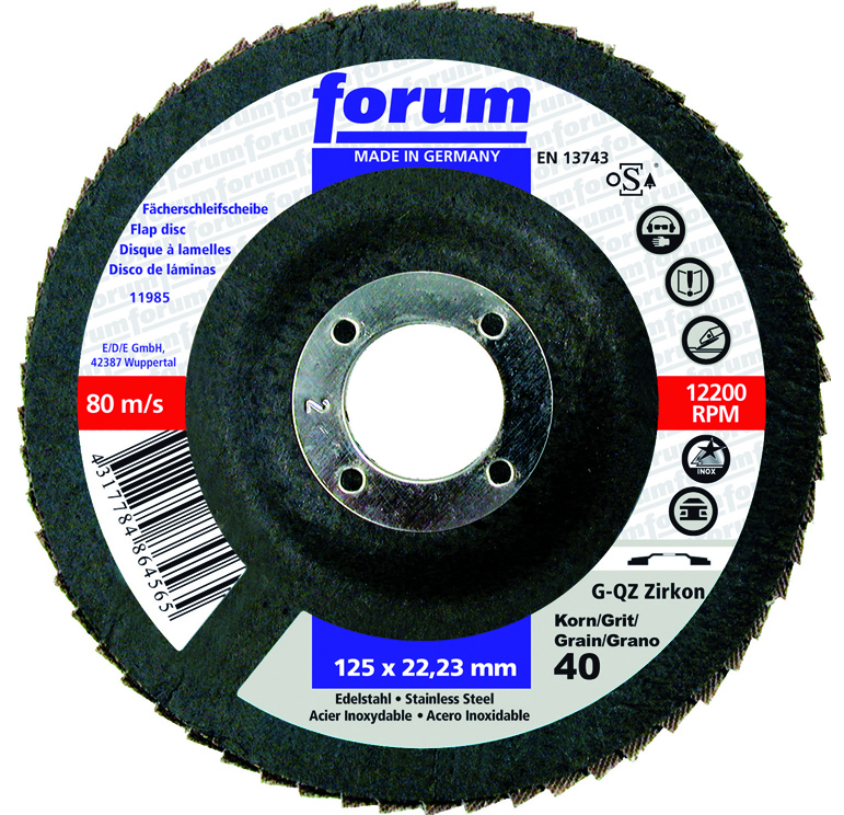 Artikelbild 1 des Artikels Forum Fächerschleifscheibe 125mm, gerade, ZK K120 Forum Fächerschleifscheibe 125mm, gerade, ZK K120