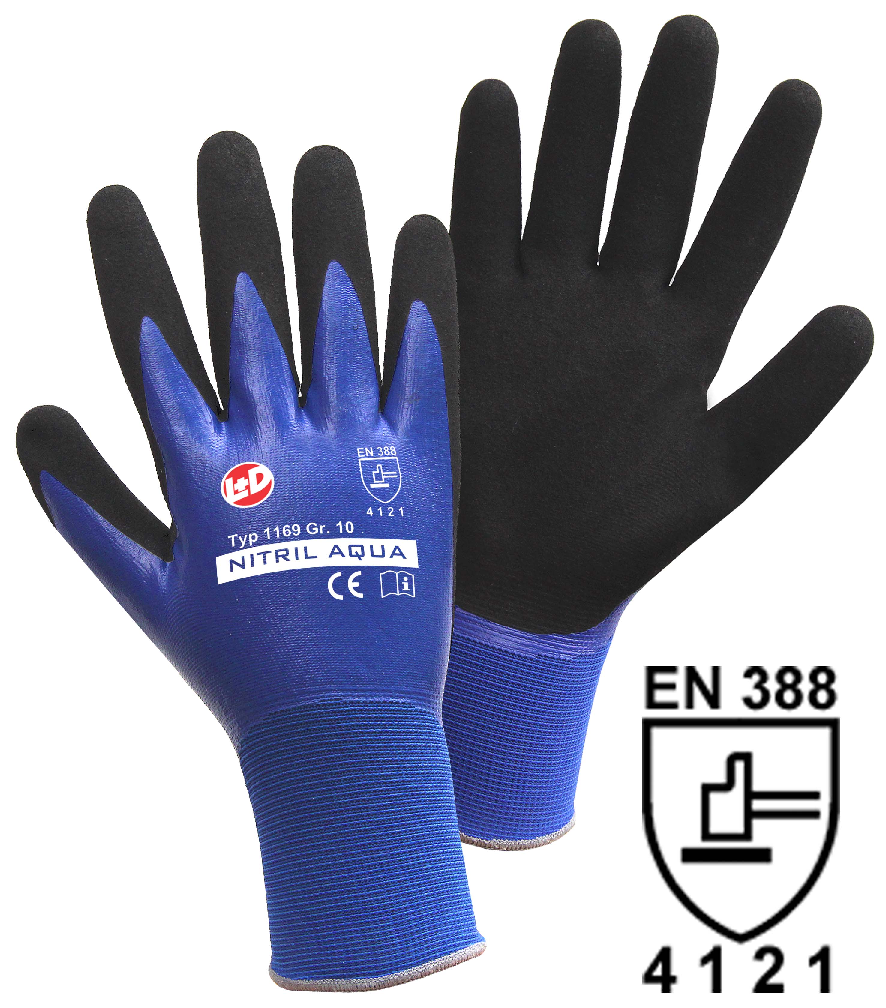 Nylonhandschuh Nitril Aqua Gr.  9